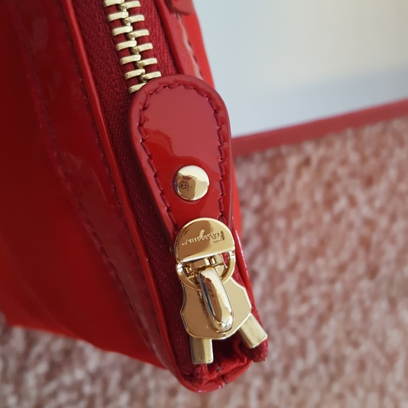 NWT Authentic Ferragamo Red Leather Nylon Pouch - Picture 6 of 8